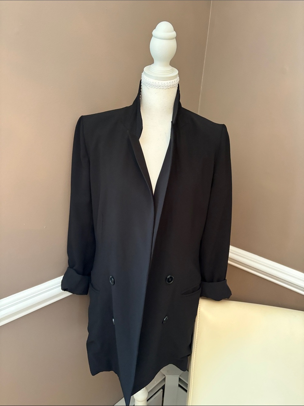 Rachel Zoe Black Double-Breasted Blazer Jacket
